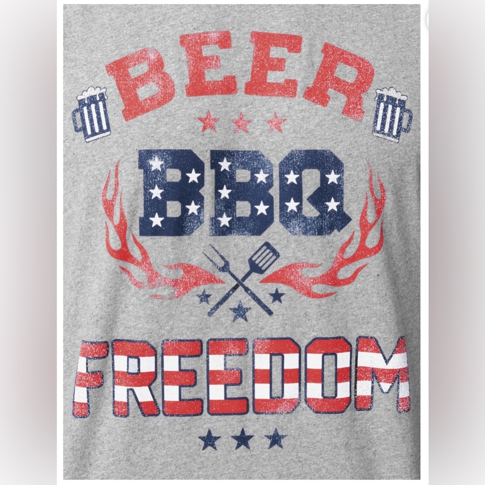 NWOT - BEER BBQ FREEDOM Graphic Muscle Tank